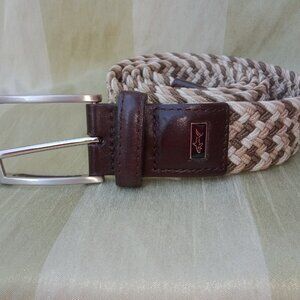 Greg Norman Mens Braided Multi Colored Stretch Golf Belt sz 38 Leather Tab